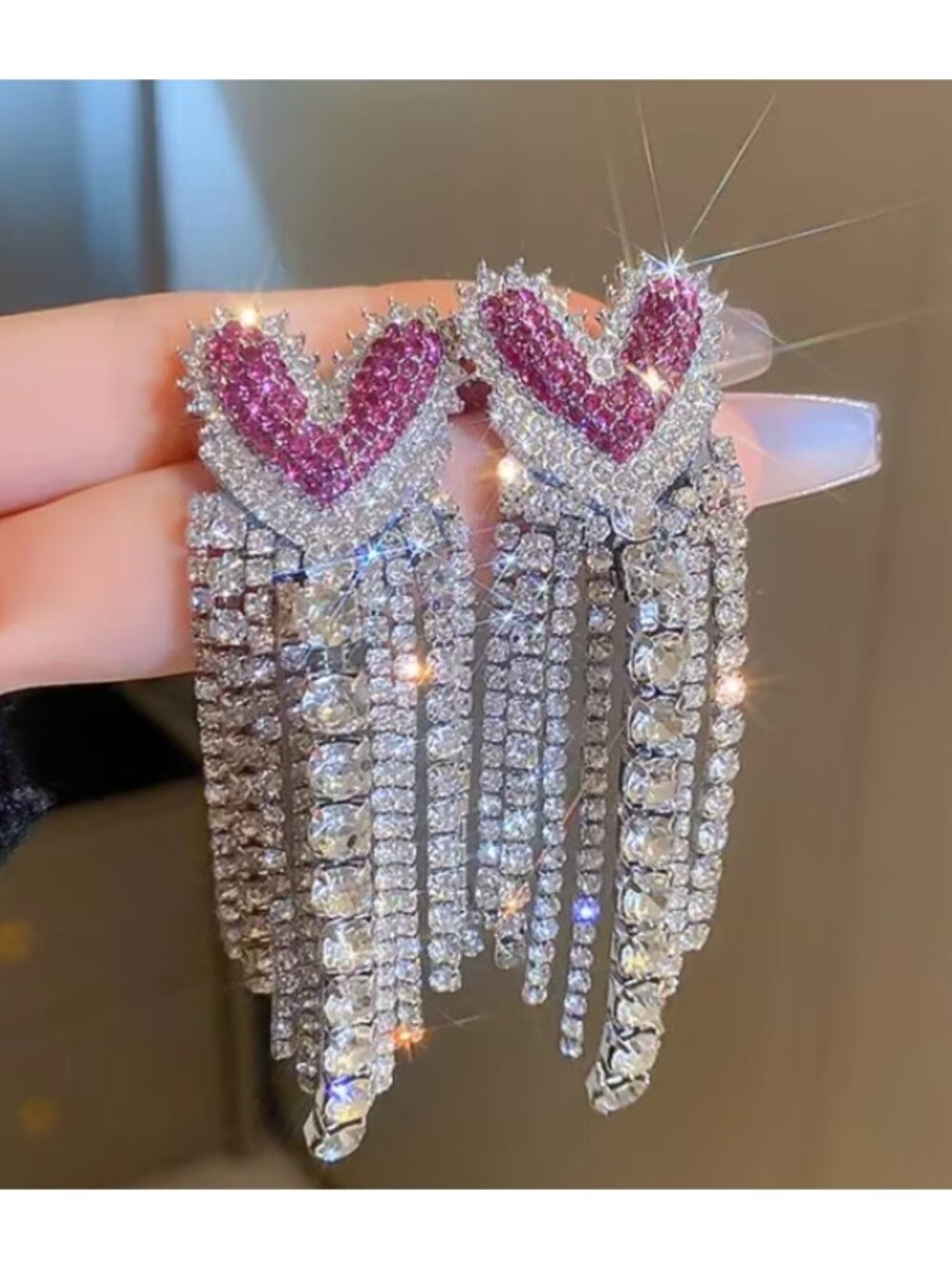 Luxury Rhinestone Statement Drop Earrings Sparkling Crystal Dangle Jewelry 3Pair